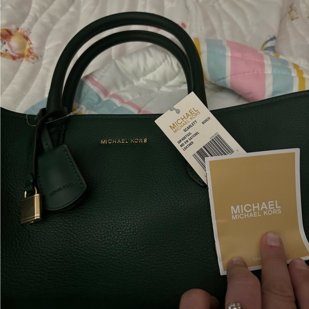 Michael Kors Dark Green Satchel